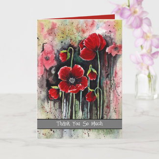 Tarjeta Flores De Adormidera En Acuarela