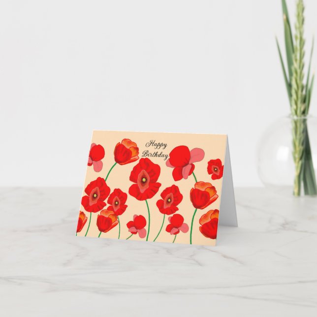 Tarjeta Flores de adormidera roja personalizadas (Anverso)