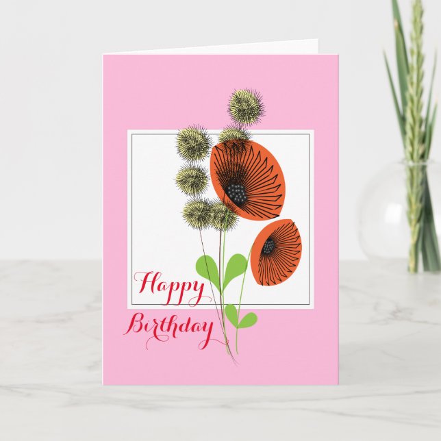 Tarjeta Flores de adormidera rojas salvajes de bonito (Anverso)