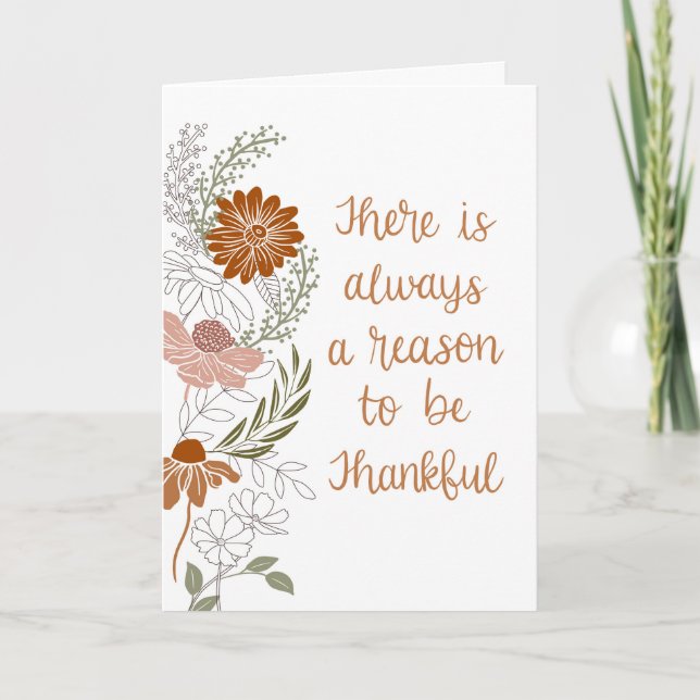Tarjeta Flores de agradecimiento y hojas en blanco dentro (Anverso)