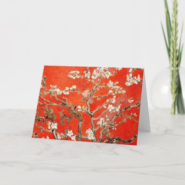 Tarjeta Flores de almendra roja Vincent Van Gogh (Anverso)