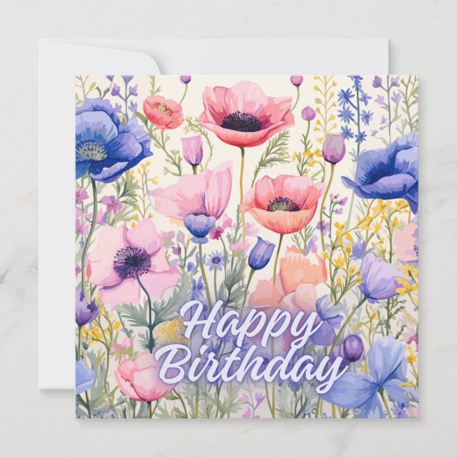 Tarjeta Flores de amapola alegres y coloridas (Anverso)