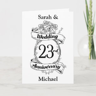 Tarjeta Flores de aniversario de bodas número 23 Rosa