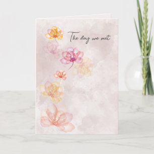 Tarjeta Flores de aniversario en resumen rosado