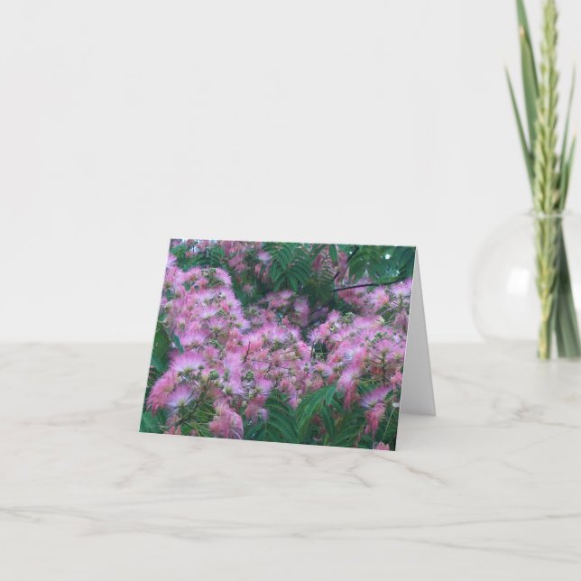 Tarjeta FLORES DE ÁRBOLES DE SEDA por SHARON SHARPE (Anverso)