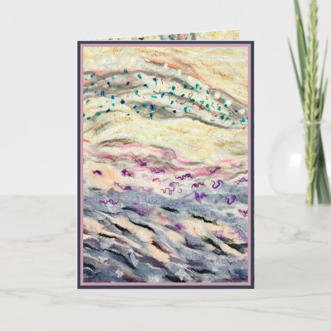 Tarjeta Flores de arte de fibra abstracta en rosa crema ne (Anverso)
