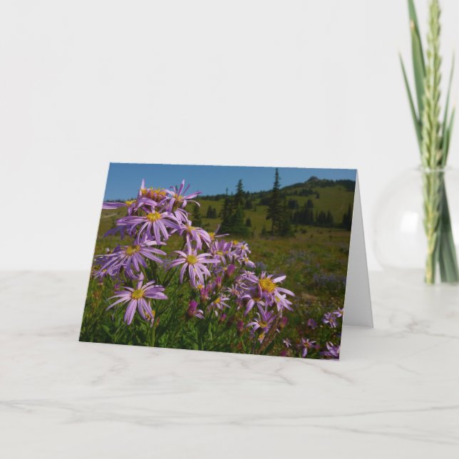Tarjeta Flores de áster morado en el Monte Rainier (Anverso)