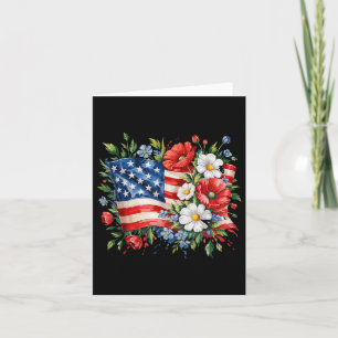 Tarjeta Flores De Bandera Norteamericana 4 De Julio Patrió