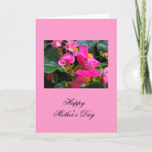 Tarjeta Flores de begonia rosa del Día de la Madre Feliz