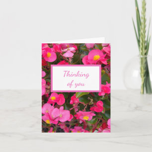 Tarjeta Flores de Begonia rosa pensando en ti