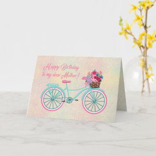 Tarjeta Flores de bicicleta navideña feliz cumpleaños