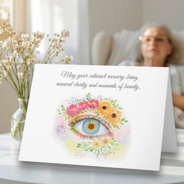Tarjeta Flores De Bienestar Tras La Recuperación De Catara (A wonderful hand painted card for someone who just had cataract surgery. )