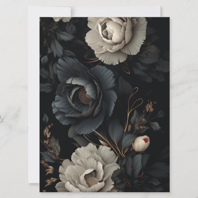 Tarjeta Flores de blanco y negro (Anverso)