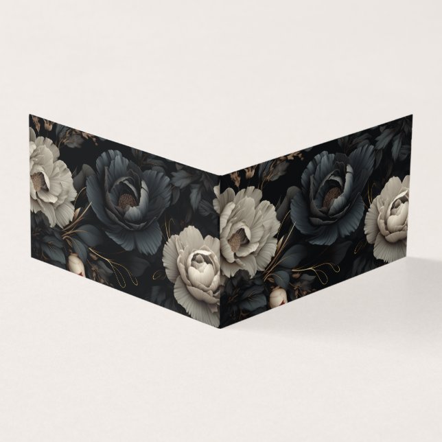 Tarjeta Flores de blanco y negro (Exterior)