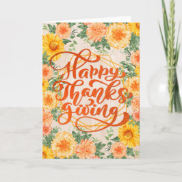 Tarjeta Flores de bonito - Feliz Día de Acción de Gracias