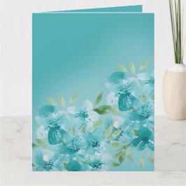 Tarjeta Flores de campo de acuarela azul turquesa y elegan