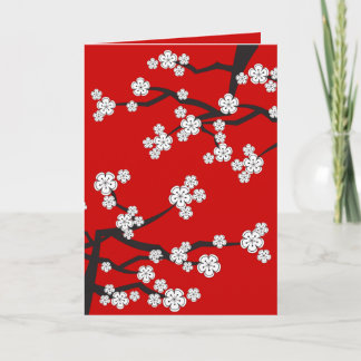 Tarjeta Flores de cerezo blanco Sakura Spring