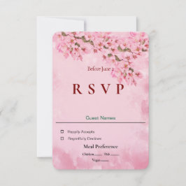 Tarjeta Flores de cerezo rosa RSVP