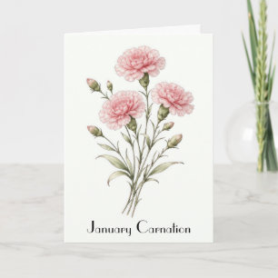 Tarjeta Flores de Clavel de Enero Saludo