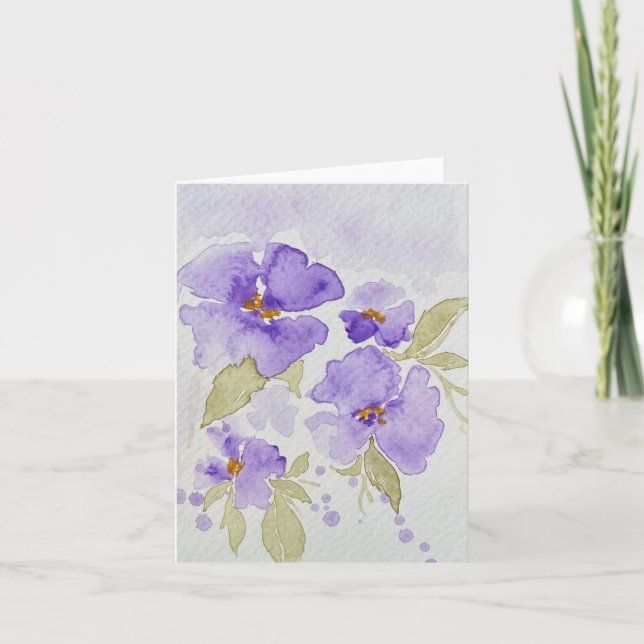 Tarjeta Flores de concha de lavanda púrpura - blanco plega (Anverso)