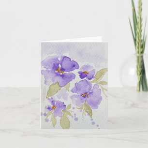 Tarjeta Flores de concha de lavanda púrpura - blanco plega