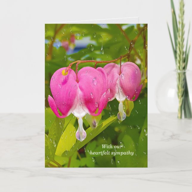 Tarjeta flores de corazón rosadas sangrantes (Anverso)