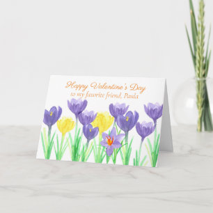 Tarjeta Flores de croco, feliz amigo de San Valentín