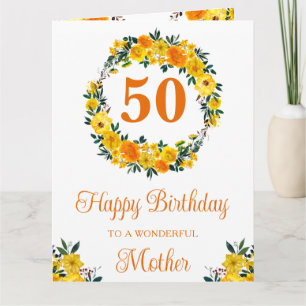 Tarjeta Flores de cumpleaños amarillas de verano en acuare