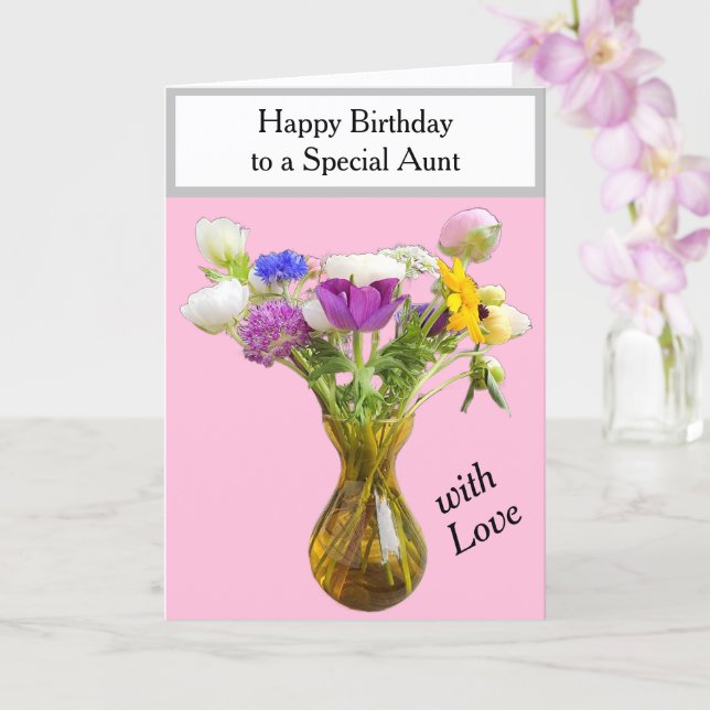 Tarjeta Flores de cumpleaños de la tía rosa (Orquídea)