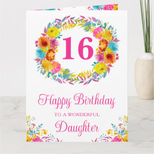 Tarjeta Flores de cumpleaños de verano brillantes acuarela