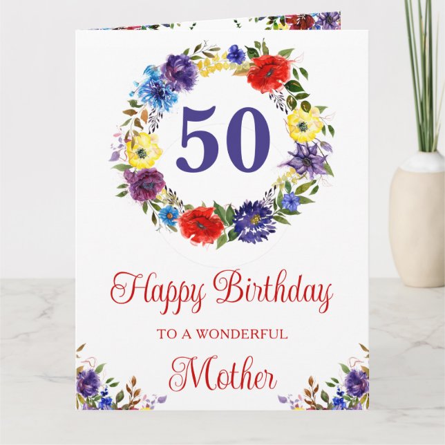 Tarjeta Flores de cumpleaños de verano brillantes acuarela (Anverso)