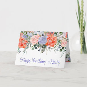 Tarjeta Flores de cumpleaños de verano en acuarela naranja