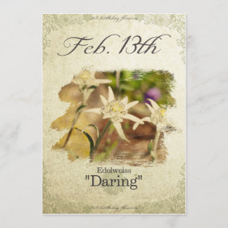 Tarjeta Flores de cumpleaños el 13 de febrero "Edelweiss"