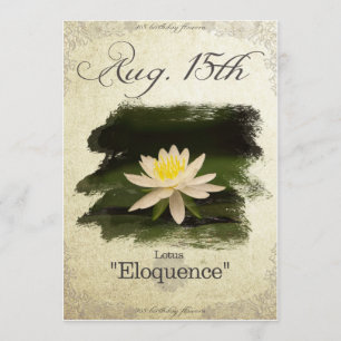 Tarjeta Flores de cumpleaños el 15 de agosto "Lotus"