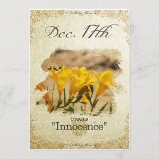Tarjeta Flores de cumpleaños el 17 de diciembre "Freesia"