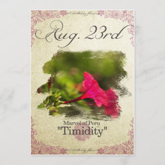 Tarjeta Flores de cumpleaños el 23 de agosto "Marvel of Pe