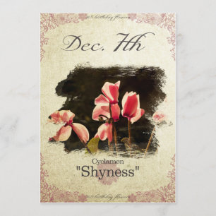 Tarjeta Flores de cumpleaños el 7 de diciembre "Cyclamen"