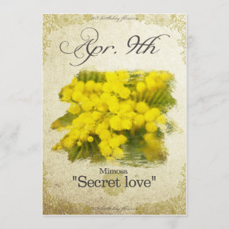 Tarjeta Flores de cumpleaños el 9 de abril "Mimosa"