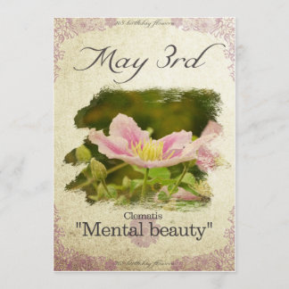 Tarjeta Flores de cumpleaños en "Clematis" el 3 de mayo