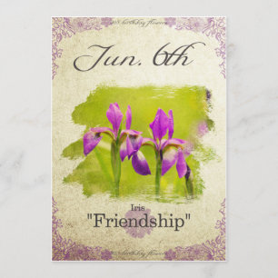 Tarjeta Flores de cumpleaños en el 6 de junio "Iris"