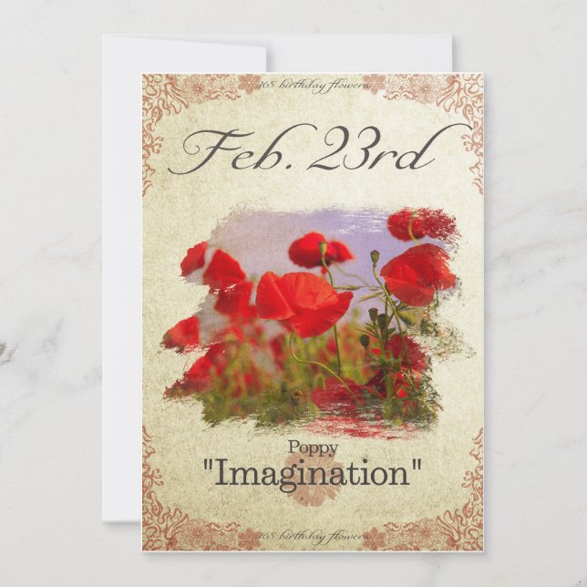 Tarjeta Flores de cumpleaños en la "amapola" del 23 de feb (Anverso)