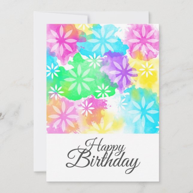 Tarjeta Flores de cumpleaños felices (Anverso)