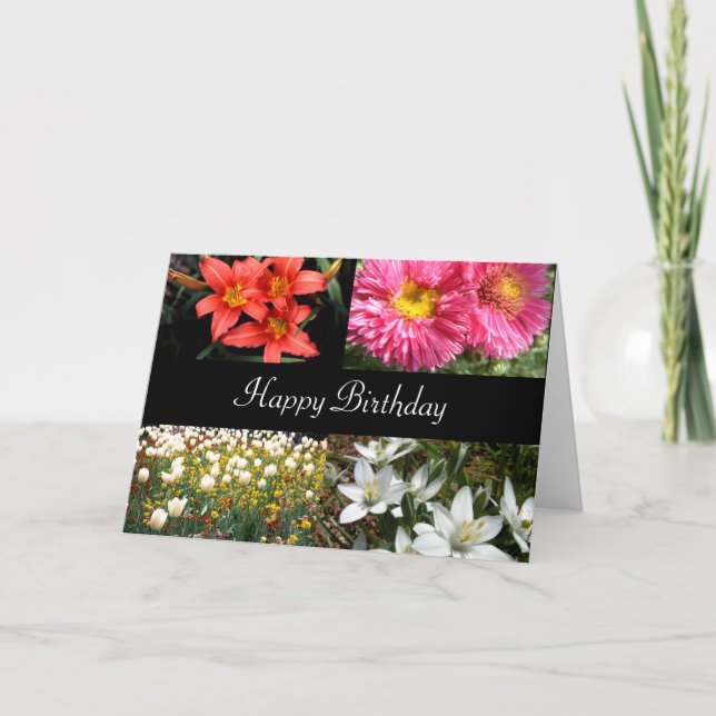 Tarjeta Flores de cumpleaños felices 2 | (Anverso)