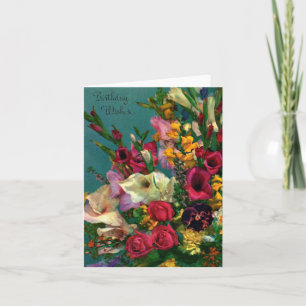 Tarjeta Flores de cumpleaños vintage