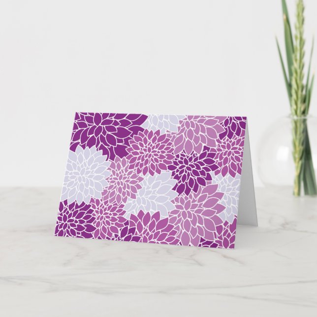 Tarjeta Flores De Dahlia, Patrón De Flores, Dahlia Morada (Anverso)