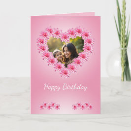 Tarjeta Flores de dalia en forma de corazón rosadas, foto