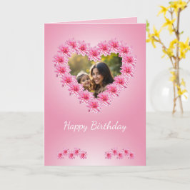 Tarjeta Flores de dalia en forma de corazón rosadas, foto
