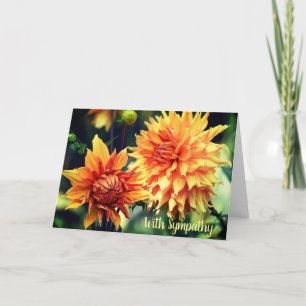 Tarjeta Flores de Dalia Naranja y Amarillo con Simpatía