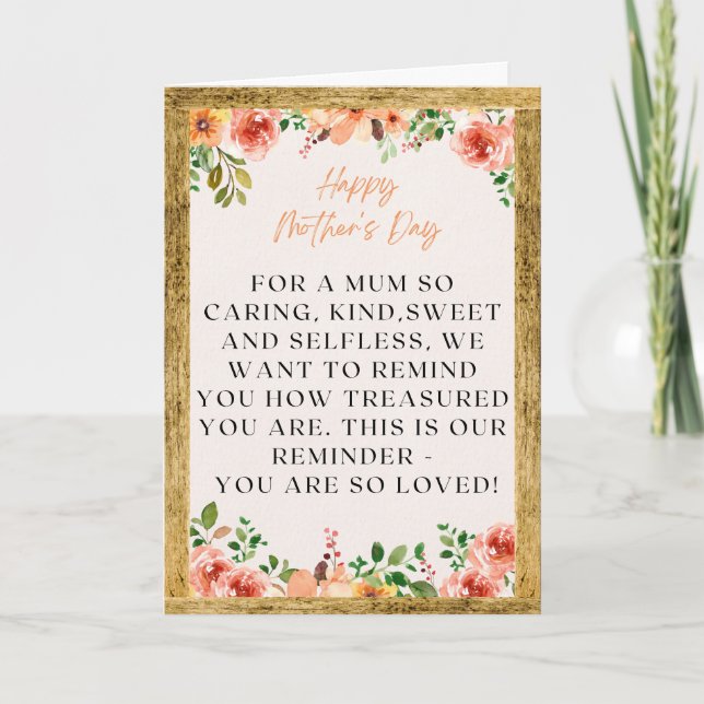 Tarjeta Flores de Día de la Madre texto de marco bosquejo  (Anverso)