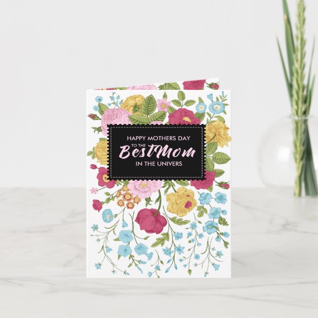 Tarjeta Flores de época Feliz Día de la Madre (Anverso)